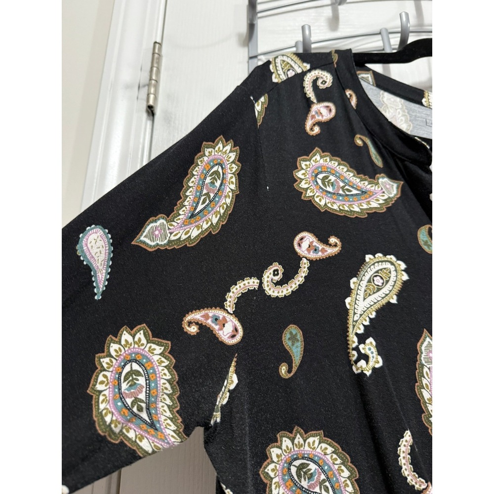 LOFT Outlet Top Women XL Black Paisley Twist Front V Neck Long Sleeve Whimsigoth - Picture 11 of 12
